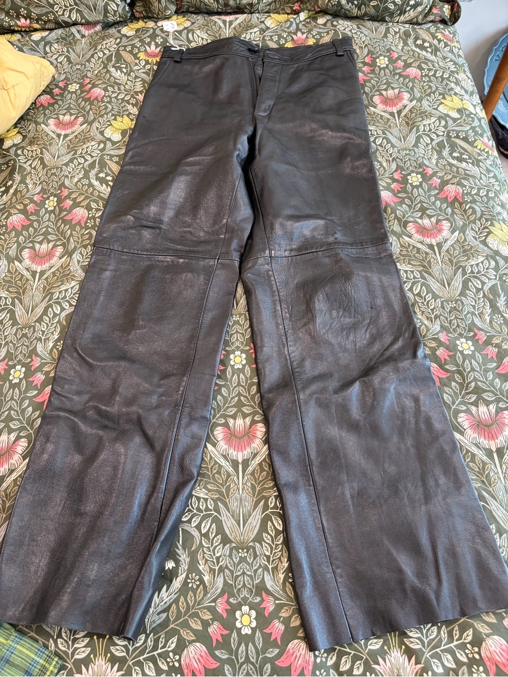 Pelle Studio Black Leather Wide-Leg Trousers